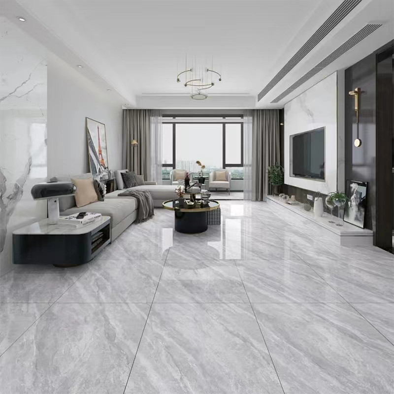 Haute de Gray Marble Polished Porcelain Tile brillante pour la cuisine intérieure de salon