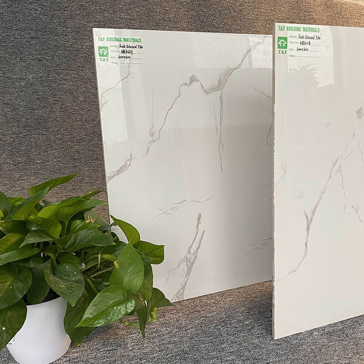 De marbre blanc vitré couvre de tuiles la porcelaine parquetante en céramique couvre de tuiles 600X600 pour le plancher et le mur