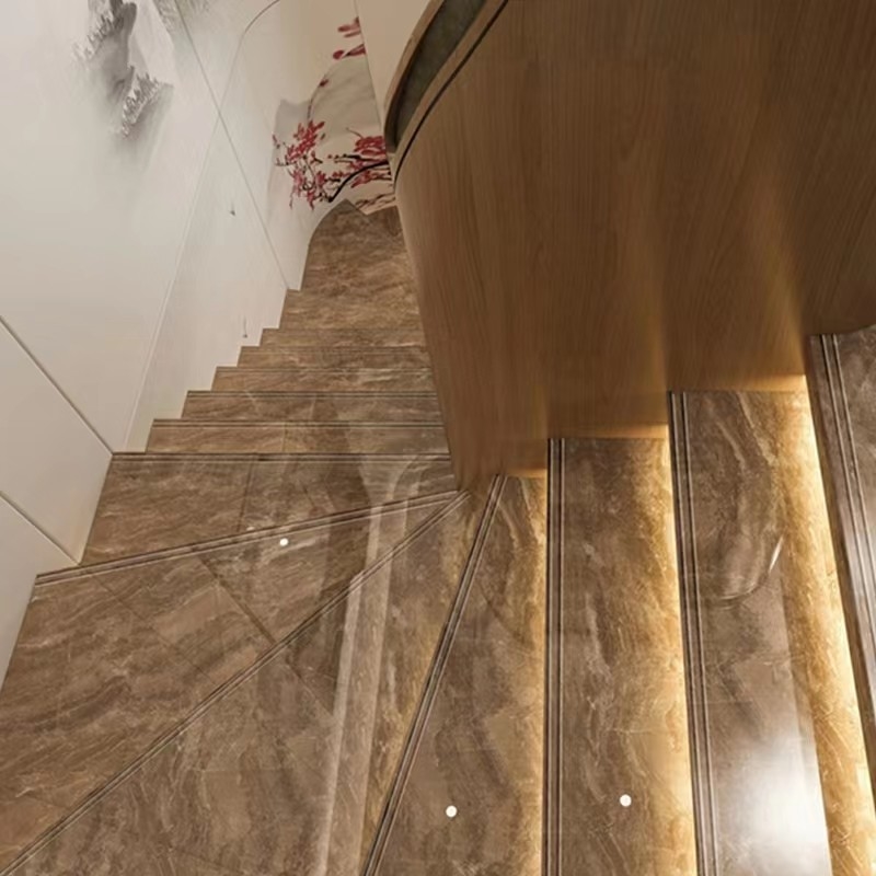 La tuile moderne de porcelaine d'escalier fait un pas plein corps d'anti glissement que la cannelure a intégré contemporain
