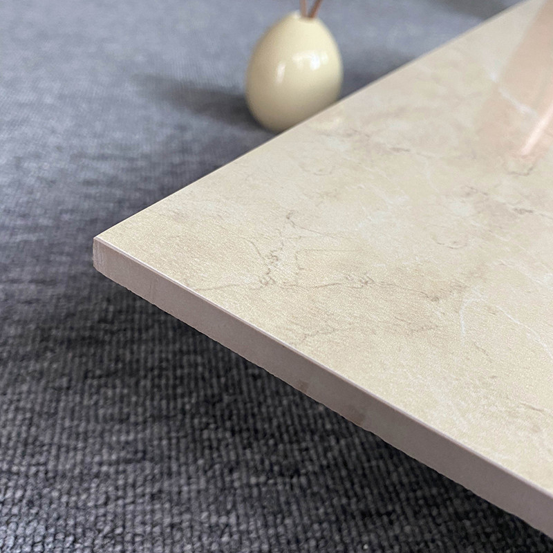 Plancher de marbre de regard de marbre de carreaux de sol vitrés par porcelaine intérieure brillante jaune-clair