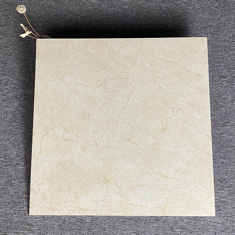 Plancher de marbre de regard de marbre de carreaux de sol vitrés par porcelaine intérieure brillante jaune-clair