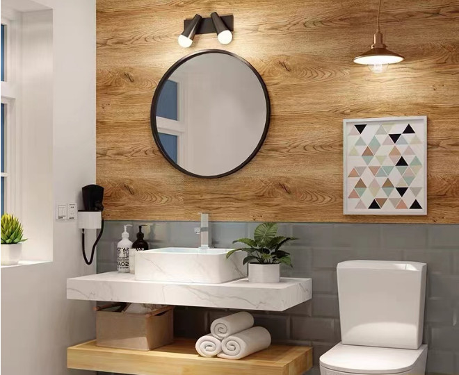 Modèle européen Wood Color de salle de bains de Cabinet fixé au mur imperméable de miroir de coiffeuse