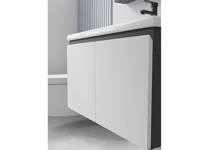 Ensemble moderne de flottement de luxe de vanité de Matte White Wall Mounted Bathroom de Cabinet de miroir de fournisseur de vanité de salle de bains