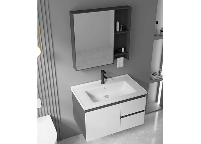 Ensemble moderne de flottement de luxe de vanité de Matte White Wall Mounted Bathroom de Cabinet de miroir de fournisseur de vanité de salle de bains