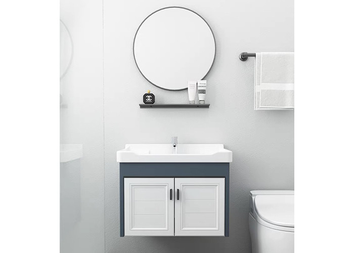 Le mur blanc de miroir d'armoires d'évier de style européen a accroché la vanité moderne de salle de bains d'unités d'armoire