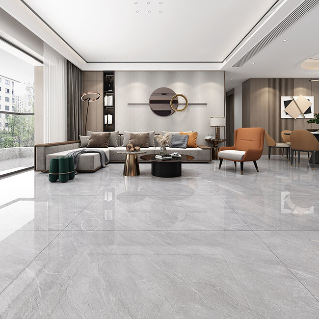 Haut brillant vitré couvre de tuiles des tuiles de Gray Color Natural Texture Porcelain 600*1200mm