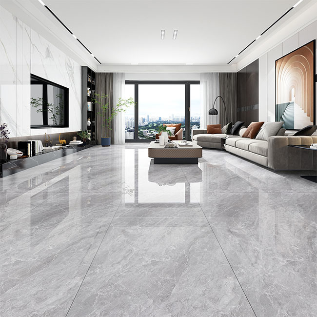 Haut brillant vitré couvre de tuiles des tuiles de Gray Color Natural Texture Porcelain 600*1200mm