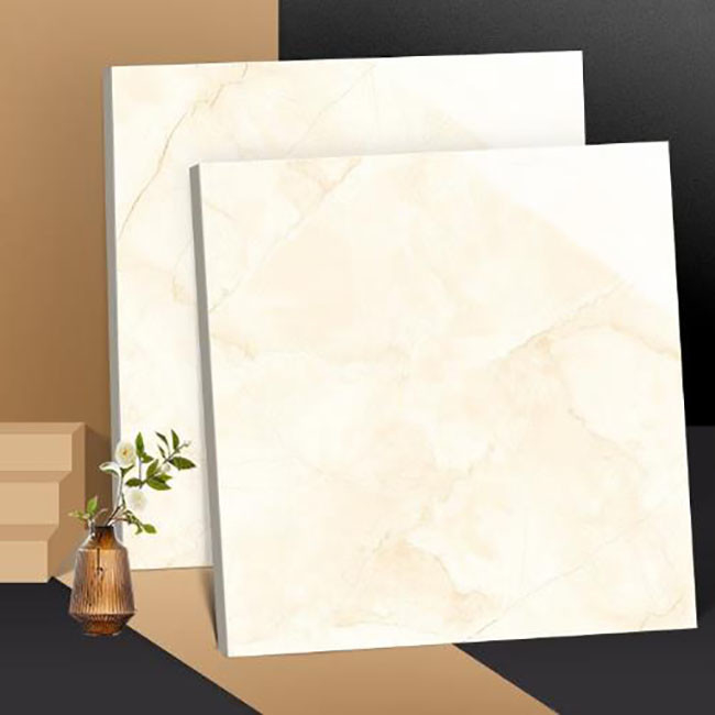 Jaune-clair poli vitré couvre de tuiles le marbre de plancher de mur de porcelaine couvre de tuiles l'anti glissement 600*600mm