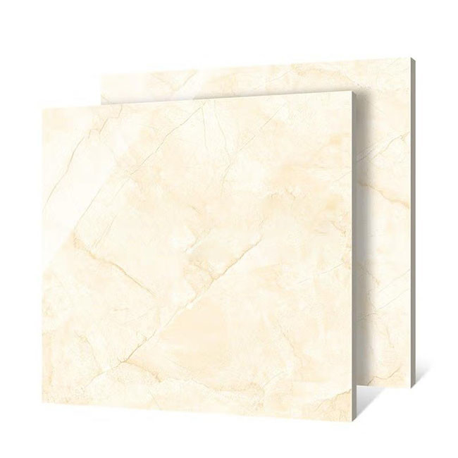 Jaune-clair poli vitré couvre de tuiles le marbre de plancher de mur de porcelaine couvre de tuiles l'anti glissement 600*600mm