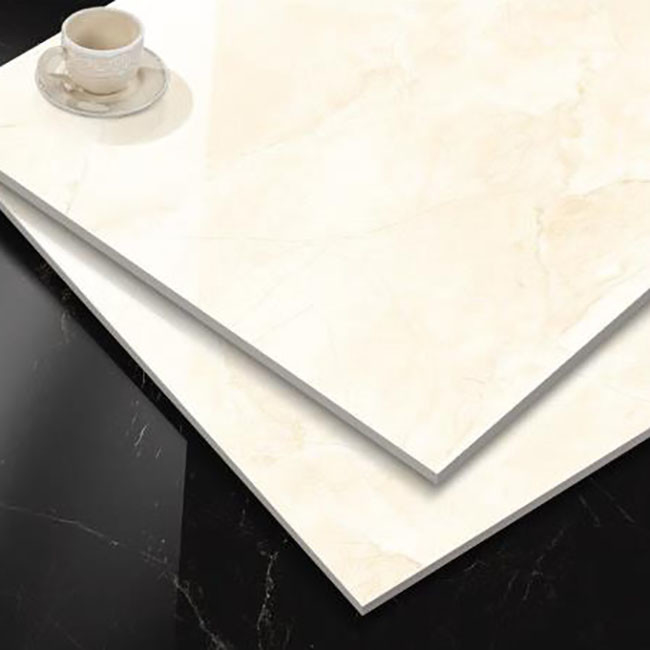 Jaune-clair poli vitré couvre de tuiles le marbre de plancher de mur de porcelaine couvre de tuiles l'anti glissement 600*600mm