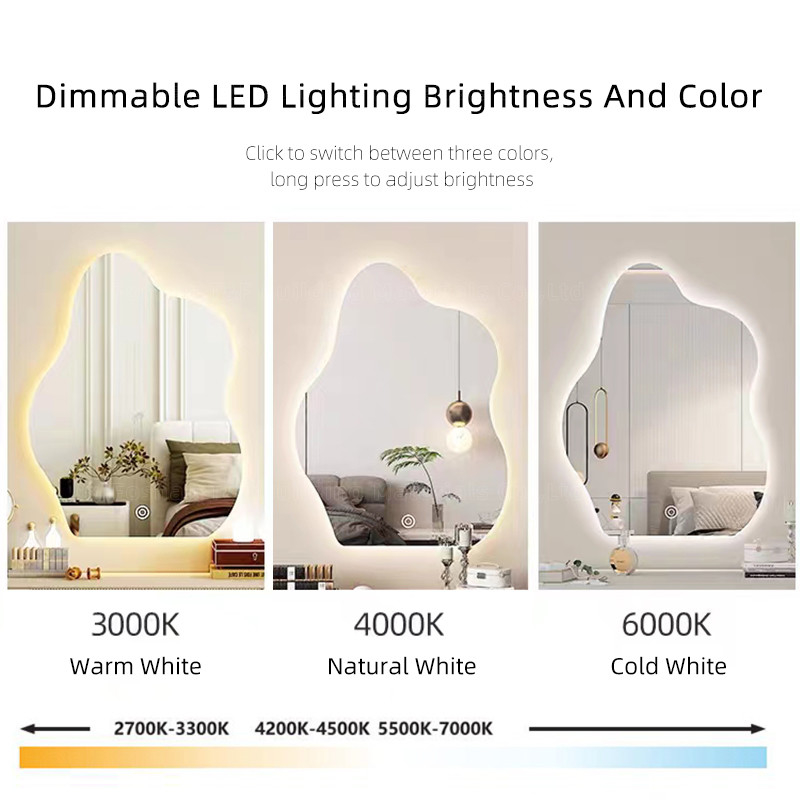 Le miroir Smart de décor de tenture formé par nuage irrégulier a mené le miroir de mur pour la salle de bains