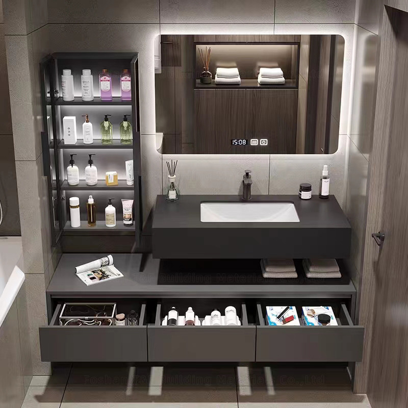 unités de vanité de salle de bains de 60cm avec l'évier et le mur latéral Hung Waterproof Bathroom Cabinet Set de Cabinet