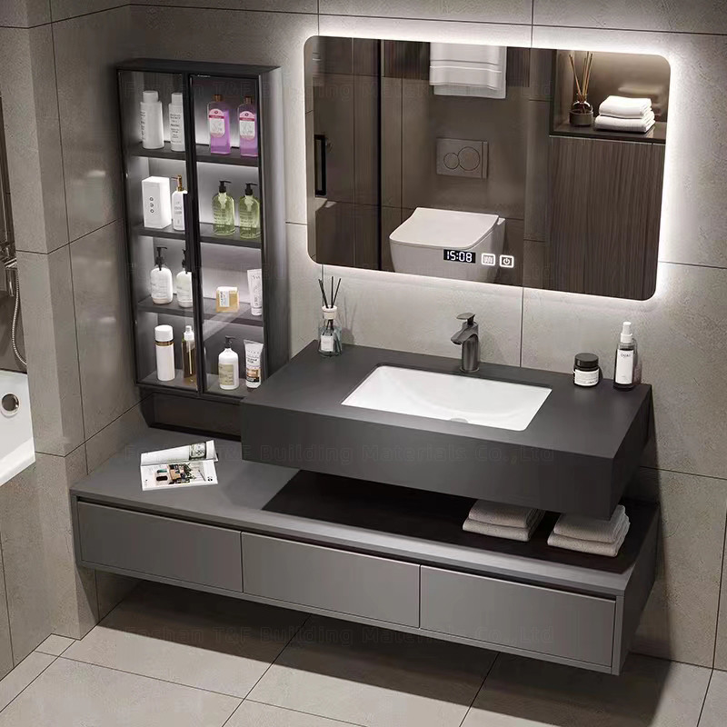 unités de vanité de salle de bains de 60cm avec l'évier et le mur latéral Hung Waterproof Bathroom Cabinet Set de Cabinet