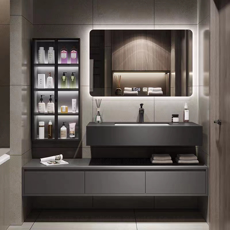 unités de vanité de salle de bains de 60cm avec l'évier et le mur latéral Hung Waterproof Bathroom Cabinet Set de Cabinet