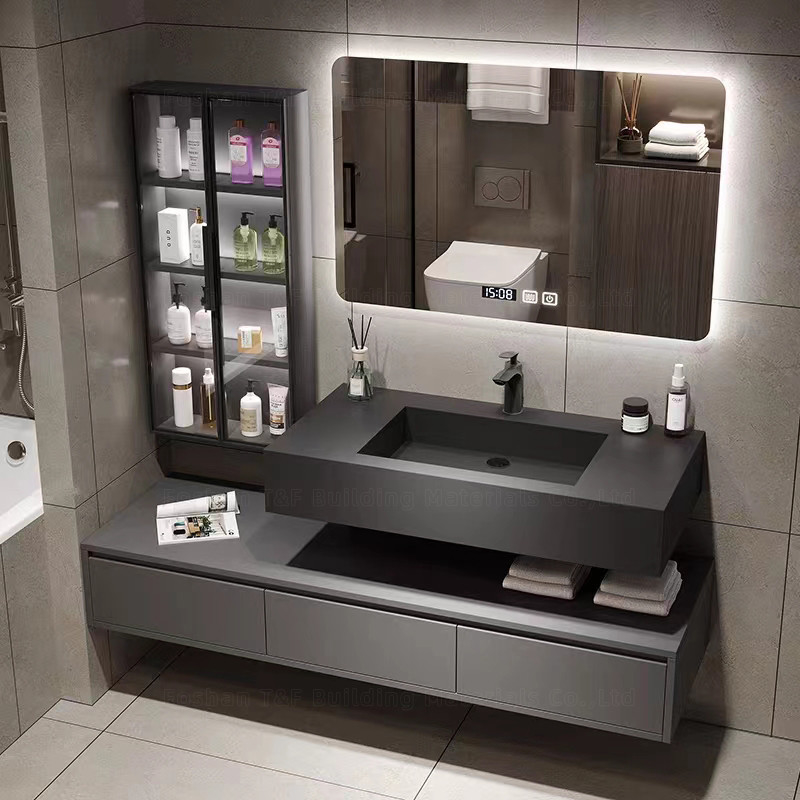 unités de vanité de salle de bains de 60cm avec l'évier et le mur latéral Hung Waterproof Bathroom Cabinet Set de Cabinet