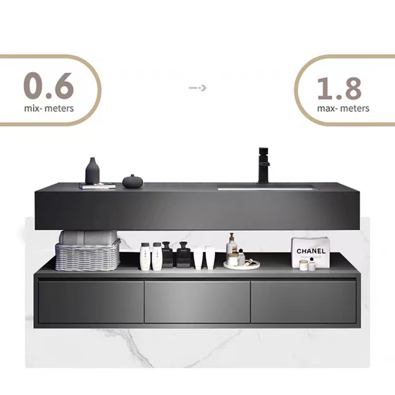unités de vanité de salle de bains de 60cm avec l'évier et le mur latéral Hung Waterproof Bathroom Cabinet Set de Cabinet