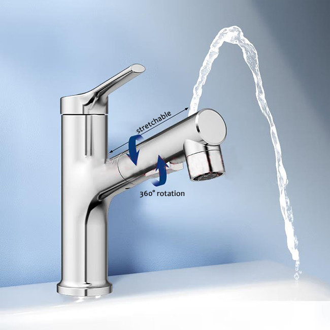 La rotation flexible chaude et à froid moderne retirent le robinet de bassin avec la fonction multi de deux jets