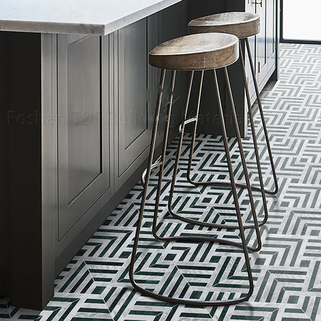Carreaux de sol anti-dérapant en marbre en pierre mosaïque pour salle à manger cuisine salle de bain