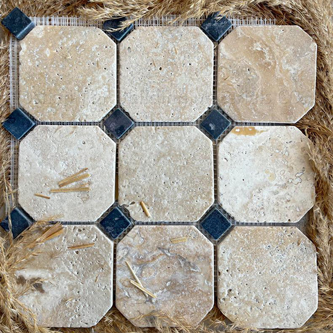octogone naturel de Clem Stone Hotel Do Old de mosaïque de pierre de caverne de carrelages de glissement de 300X300mm non