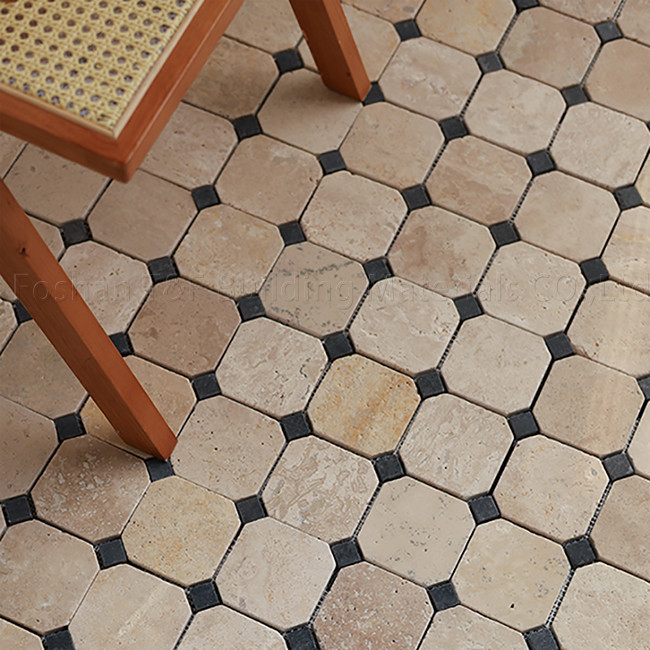 octogone naturel de Clem Stone Hotel Do Old de mosaïque de pierre de caverne de carrelages de glissement de 300X300mm non