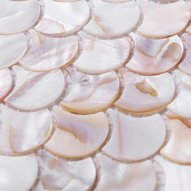 La fan forment la tuile nacrée naturelle de mur de Shell White Pattern Mosaic Tile Backsplash