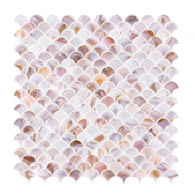 La fan forment la tuile nacrée naturelle de mur de Shell White Pattern Mosaic Tile Backsplash