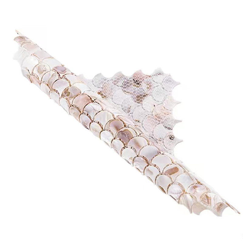 La fan forment la tuile nacrée naturelle de mur de Shell White Pattern Mosaic Tile Backsplash
