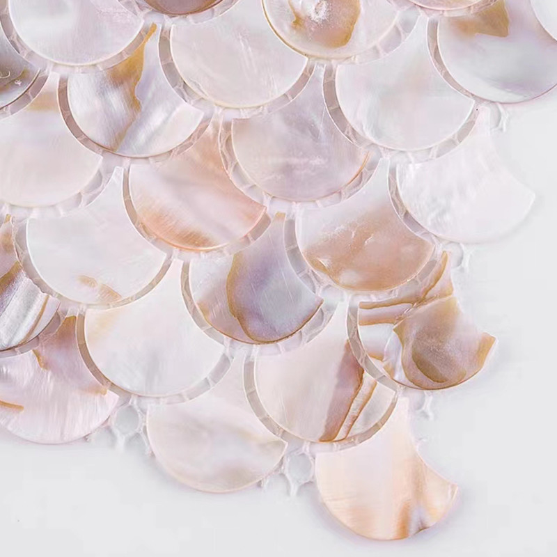 La fan forment la tuile nacrée naturelle de mur de Shell White Pattern Mosaic Tile Backsplash