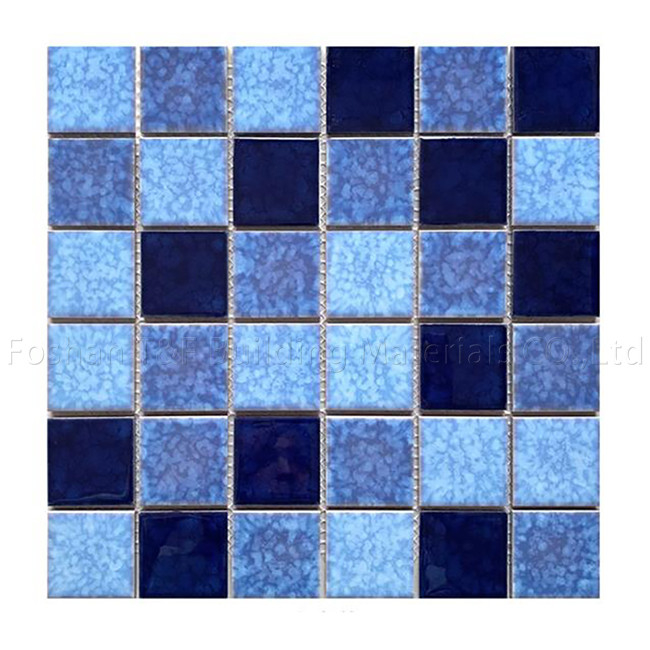 Piscine carrée mosaïque carreaux piscine intérieure poisson céramique paysage extérieur mur au sol bleu