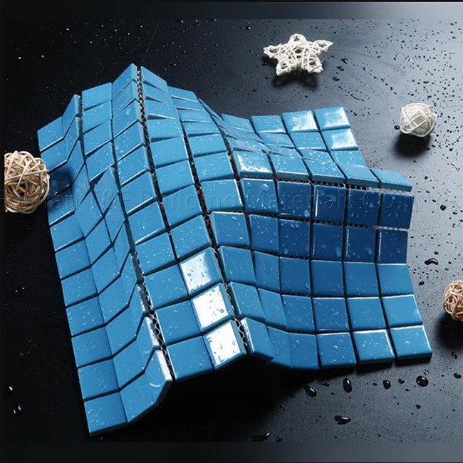 Piscine carrée mosaïque carreaux piscine intérieure poisson céramique paysage extérieur mur au sol bleu