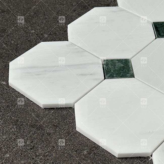 Carrara classique en pierre de marbre naturel mosaïque carreaux de porcelaine pour le sol et le mur