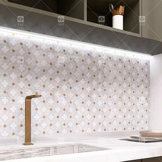 Modèle de fleurs à jet d'eau mosaïque de pierre de marbre Carreaux de salle de bain pour la décoration intérieure