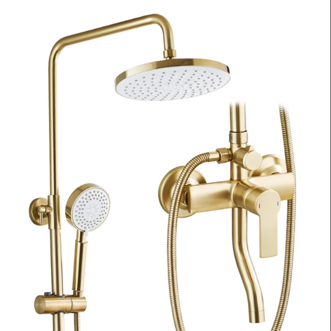 Nordic Light Luxury Douche Pour La Maison robinet en laiton brossé en or à chaud et froid