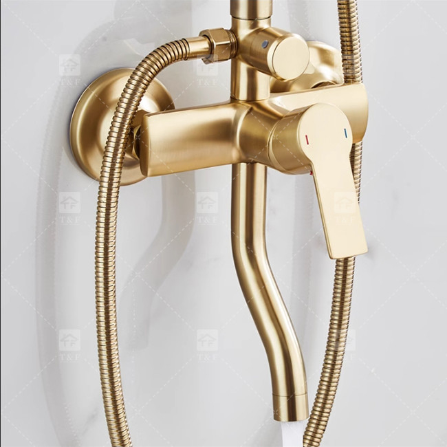 Nordic Light Luxury Douche Pour La Maison robinet en laiton brossé en or à chaud et froid