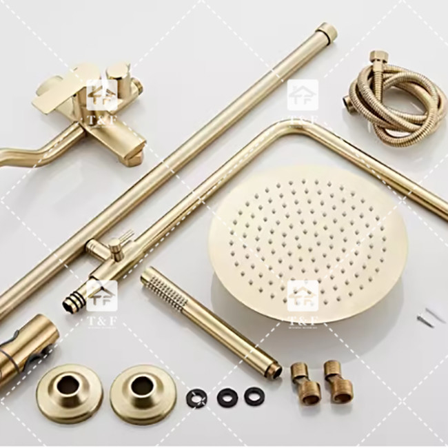 Nordic Light Luxury Douche Pour La Maison robinet en laiton brossé en or à chaud et froid