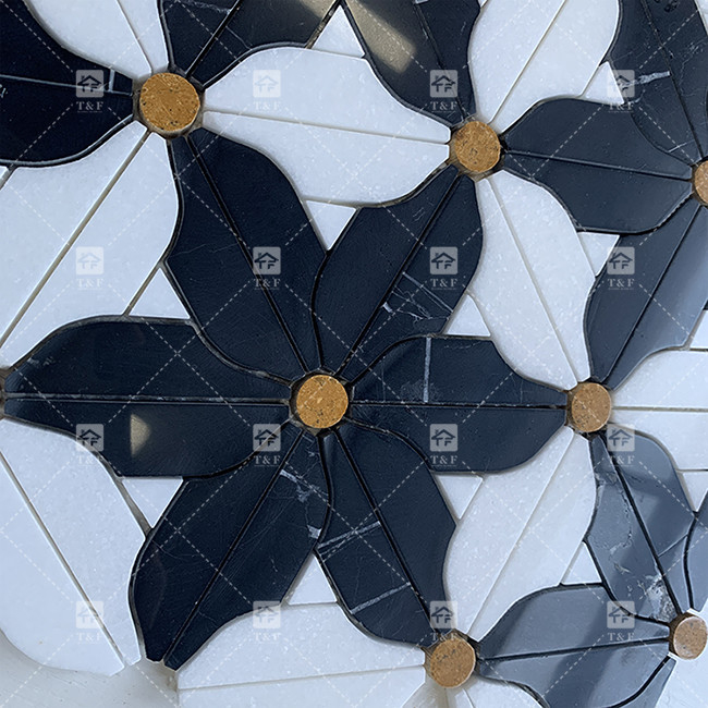 Carreaux de mosaïque de sol en pierre naturelle en marbre de la salle de bain