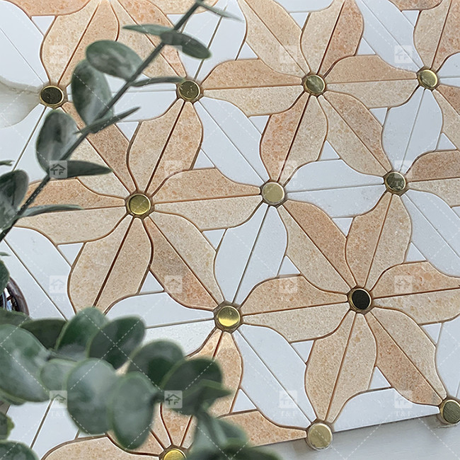 Carreaux de mosaïque de sol en pierre naturelle en marbre de la salle de bain