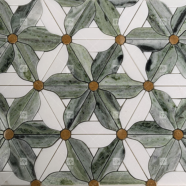 Carreaux de mosaïque de sol en pierre naturelle en marbre de la salle de bain