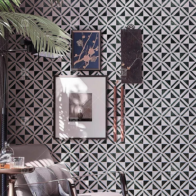 Carreaux de mosaïque en pierre de marbre noir et blanc pour la cuisine murale résistant aux éclaboussures