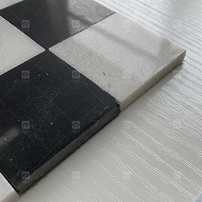 Carré en marbre noir et blanc en pierre mosaïque 8 mm décoration murale