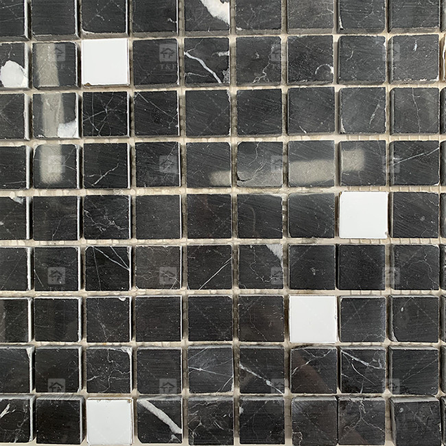Carré en marbre noir et blanc en pierre mosaïque 8 mm décoration murale