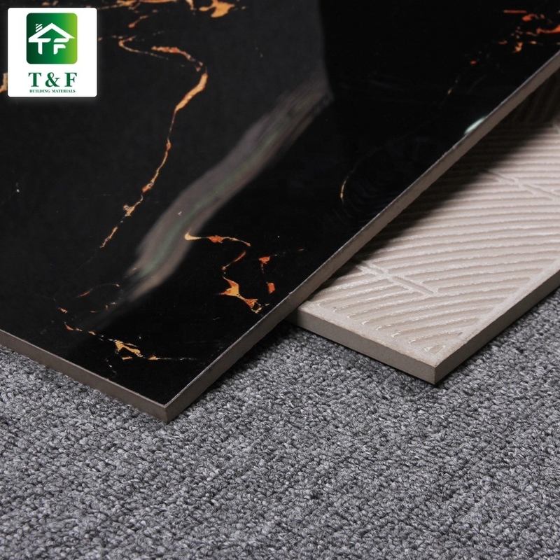 Noir des carrelages de porcelaine 600x600 et couleur polis vitrés de fleur d'or