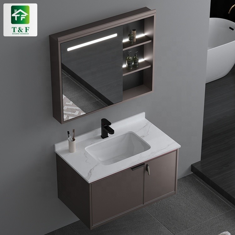 Couleur solide de finition de salle de bains de vanité de Cabinet acrylique d'unités avec le tiroir