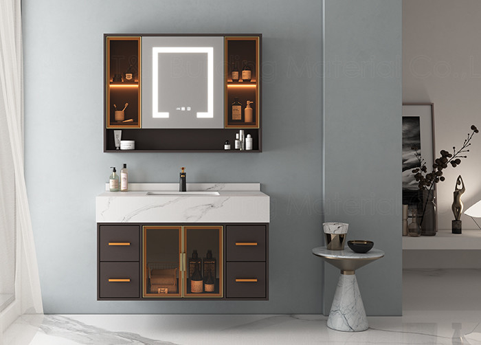 Miroir argenté de luxe moderne du Cabinet HD Smart LED de Hung Flottant Salle de bains Vanity Units de mur