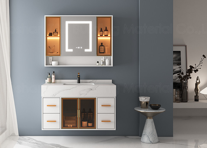 Miroir argenté de luxe moderne du Cabinet HD Smart LED de Hung Flottant Salle de bains Vanity Units de mur